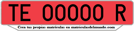 Matrícula de remolque roja española antigua