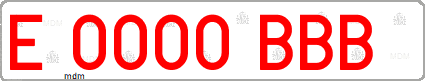 Matrícula de vehículo especial con letras rojas