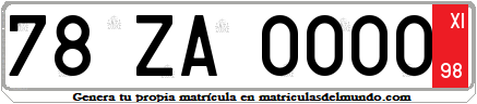 Matrícula de coche de España TURISTA TEMPORAL zamora