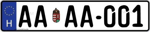 Matrícula de coche actual de Hungría nueva con escudo letra H