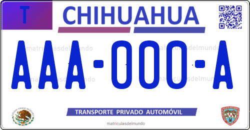 Placa de matrícula vehicular automovil mexicana de Chihuahua