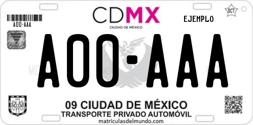 como es placa de auto de ciudad de mexico