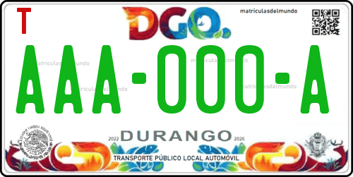 Placa de matrícula de México de Durango