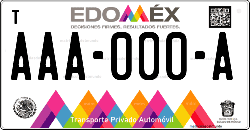 Placa de matrícula de México Estado de México EDOMEX