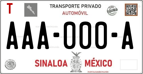 Placa de matrícula de México de Sinaloa