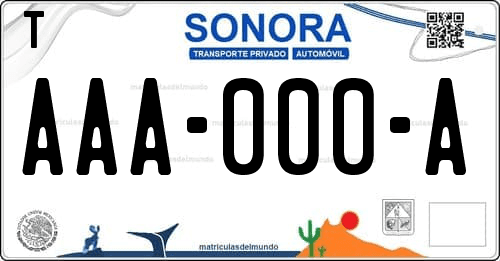 Placa de matrícula de México de Sonora