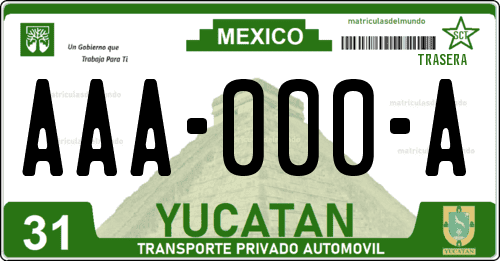 Placa de matrícula de México de Yucatán pirámide 