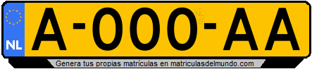 Matrícula de coche de Holanda comenzando por letra A