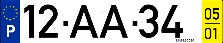 Matrícula de coche de Portugal con matrícula AA
