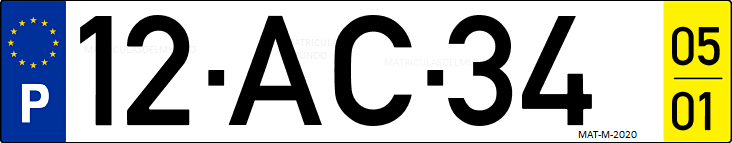 Matrícula de coche de Portugal con matrícula AC