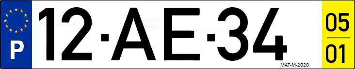 Matrícula de coche de Portugal con matrícula AE