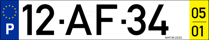 Matrícula de coche de Portugal con matrícula AF