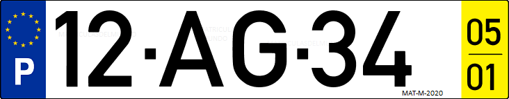 Matrícula de coche de Portugal con matrícula AG