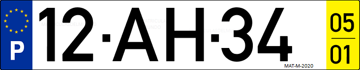 Matrícula de coche de Portugal con matrícula AH