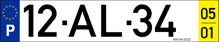 Matrícula de coche de Portugal con matrícula AL