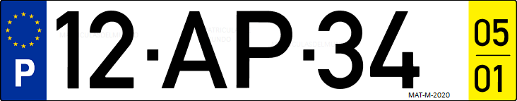 Matrícula de coche de Portugal con matrícula AP