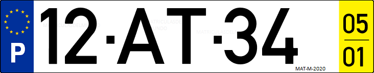 Matrícula de coche de Portugal con matrícula AT