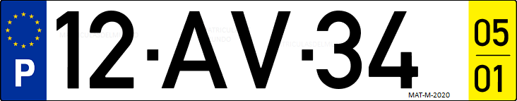 Matrícula de coche de Portugal con matrícula AV