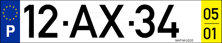 Matrícula de coche de Portugal con matrícula AX