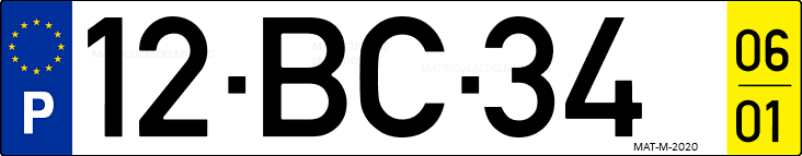Matrícula de coche de Portugal con matrícula BC