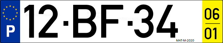 Matrícula de coche de Portugal con matrícula BF
