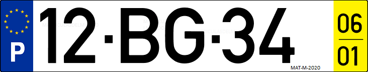 Matrícula de coche de Portugal con matrícula BG