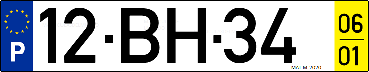Matrícula de coche de Portugal con matrícula BH