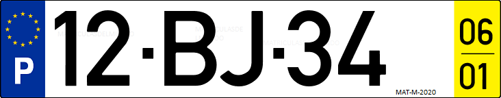Matrícula de coche de Portugal con matrícula BJ