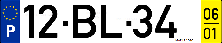 Matrícula de coche de Portugal con matrícula BL