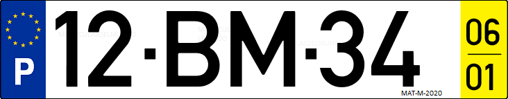 Matrícula de coche de Portugal con matrícula BM