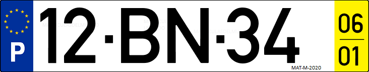Matrícula de coche de Portugal con matrícula BN