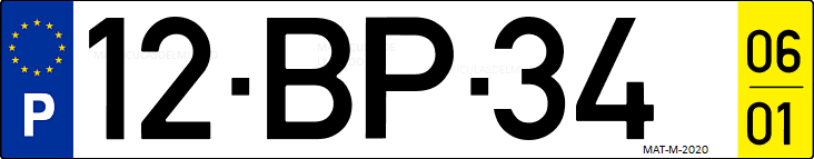 Matrícula de coche de Portugal con matrícula BP