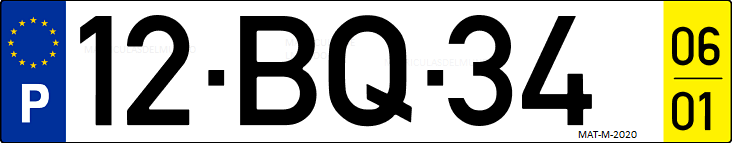 Matrícula de coche de Portugal con matrícula BQ