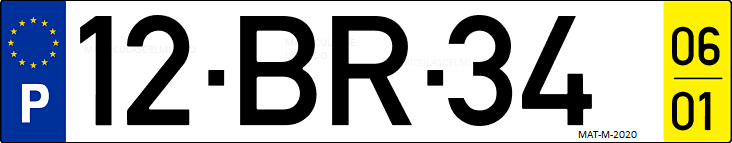 Matrícula de coche de Portugal con matrícula BR