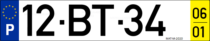 Matrícula de coche de Portugal con matrícula BT