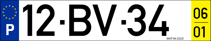 Matrícula de coche de Portugal con matrícula BV
