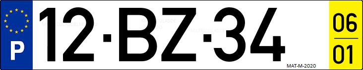 Matrícula de coche de Portugal con matrícula BZ