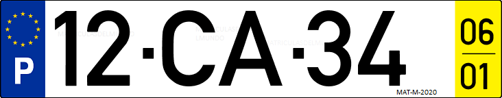 Matrícula de coche de Portugal con matrícula CA
