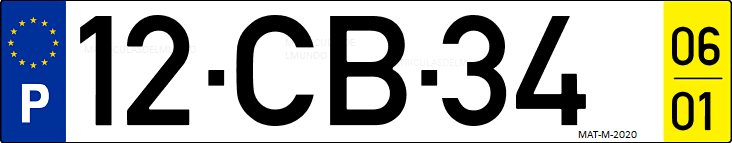 Matrícula de coche de Portugal con matrícula CB