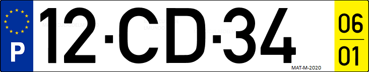Matrícula de coche de Portugal con matrícula CD