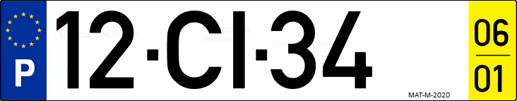 Matrícula de coche de Portugal con matrícula CI