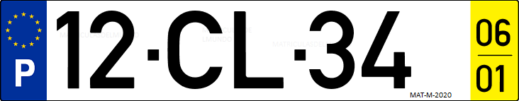 Matrícula de coche de Portugal con matrícula CL