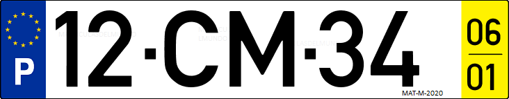 Matrícula de coche de Portugal con matrícula CM