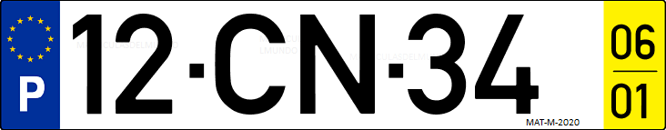 Matrícula de coche de Portugal con matrícula CN