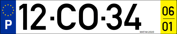 Matrícula de coche de Portugal con matrícula CO