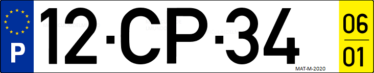 Matrícula de coche de Portugal con matrícula CP