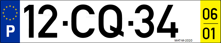 Matrícula de coche de Portugal con matrícula CQ