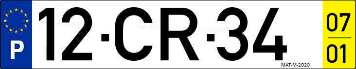 Matrícula de coche de Portugal con matrícula CR