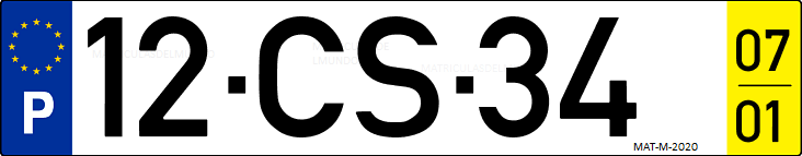 Matrícula de coche de Portugal con matrícula CS