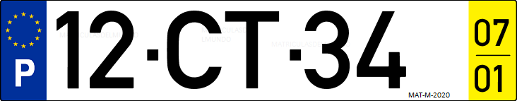 Matrícula de coche de Portugal con matrícula CT